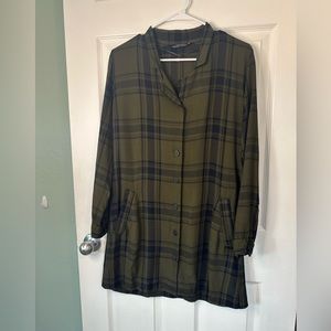 Zara Mini Shirtdress Olive/Army Green and Navy Blue With Pockets Size Medium